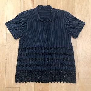 Button down short sleeve embroidered shirt